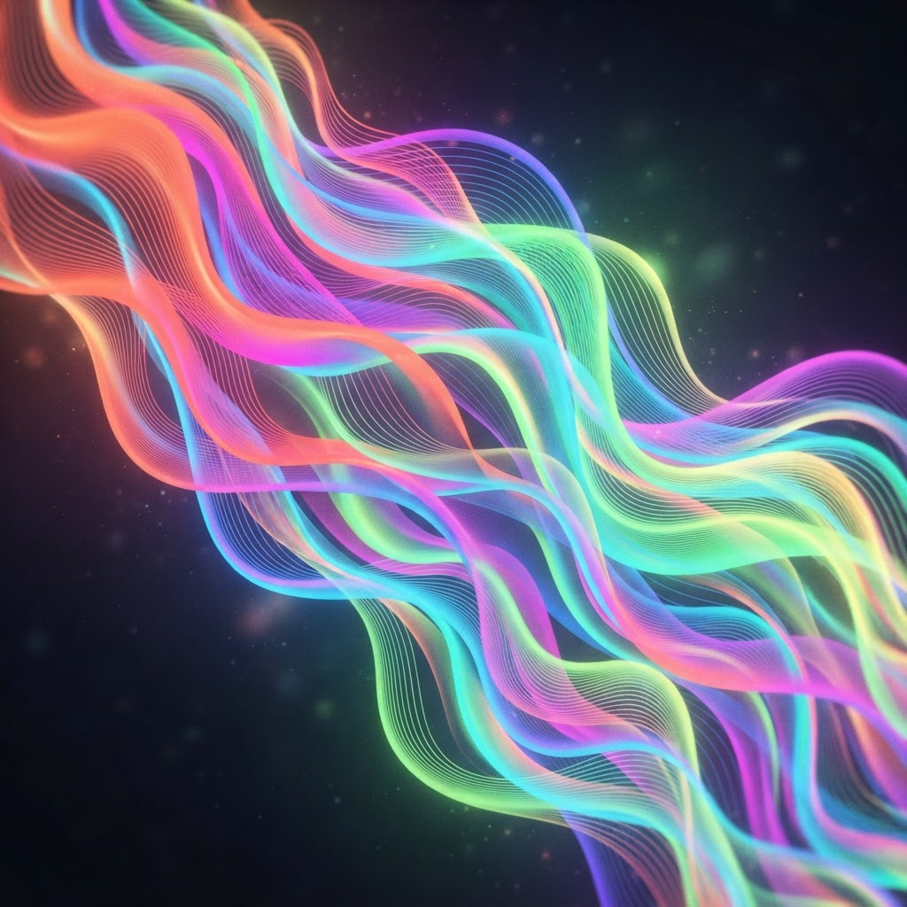 Flowing rainbow gradient mesh artwork