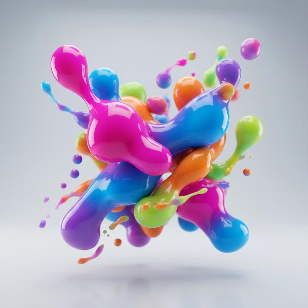 Colorful abstract fluid shapes representing bold creative work
